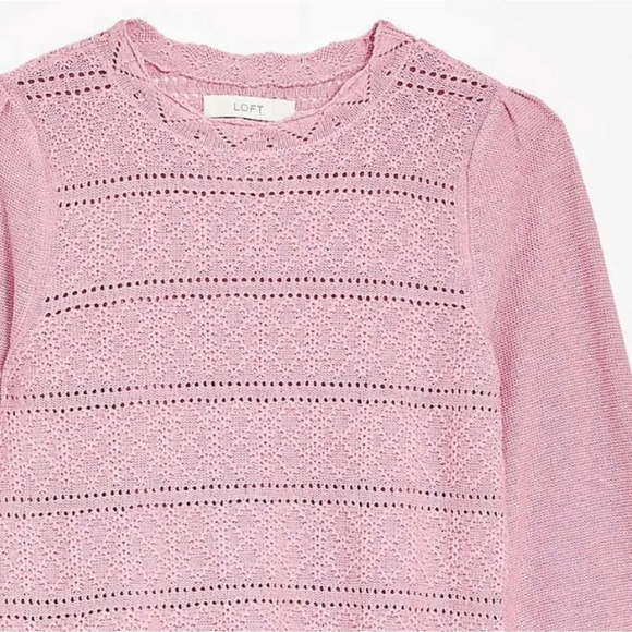 {LOFT} 🆕️ Dot Stripe Pointelle Sweater - Picture 2 of 10